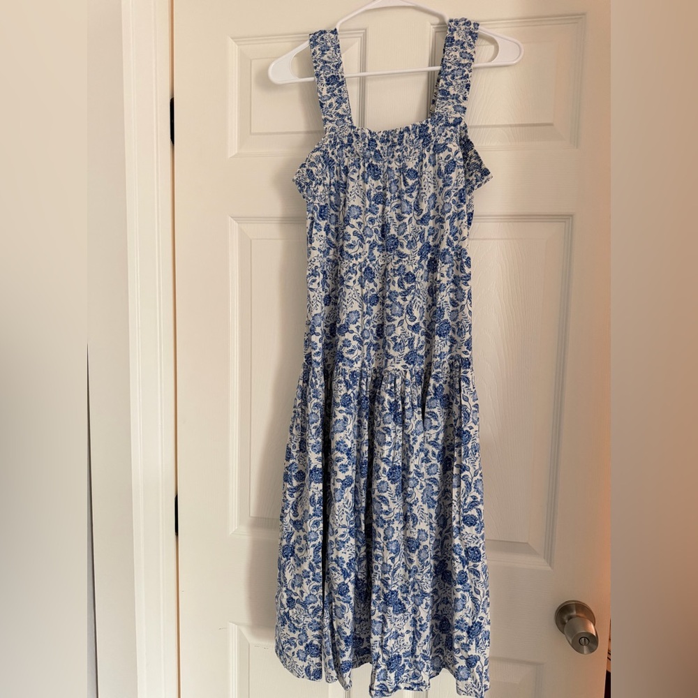 Old Navy Blue and White Floral Sundress with Smocked Bodice